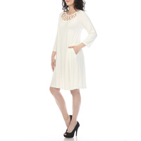 White Mark Women's Crisscross Neckline Relaxed Dress, Sizes S-XL - Thumbnail 3