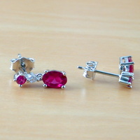 BOXED GIFT SET/Sterling Silver Ruby(Lab Created) Necklace & Earrings/Ruby Earrings/Ruby Necklace/July Birthstone/Ruby Jewellery - Thumbnail 5