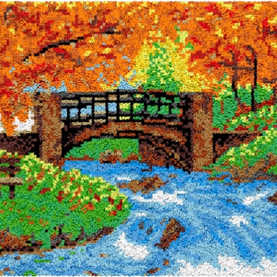 Rug making latch hooking kit (60x40cm printed canvas) | scenic river