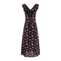 Rose elastic waist retro temperament long skirt - Thumbnail 1