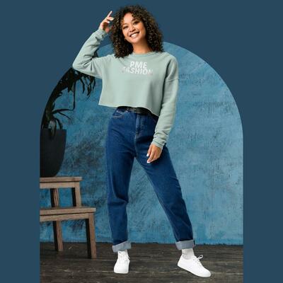 Pme fashion basic white letters crop sweatshirt