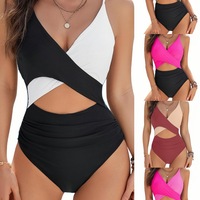 Sexy Swimsuit hollow high waist cross suspender bikini Set - Thumbnail 1