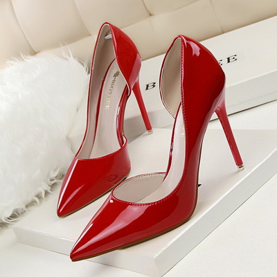 Women party high heels office patent leather pumps lady stiletto low heels 