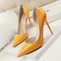Women Party High Heels Office Patent Leather Pumps Lady Stiletto Low Heels  - Thumbnail 1