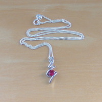 BOXED NECKLACE/Sterling Silver Ruby(Lab Created) Necklace/Ruby Pendant/Ruby Necklace/July Birthstone/Ruby Jewellery - Thumbnail 2