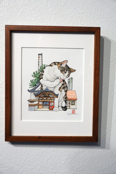 "Nekomachi: Bathhouse" Original Watercolor