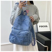 Vintage Demin School Backpack Jeans Shoulder Bag  - Thumbnail 10