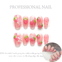 Fashion Handmade Press on Nails French Flowers Design Reusable Acrylic False Nails Artifical Nail Art - Thumbnail 4