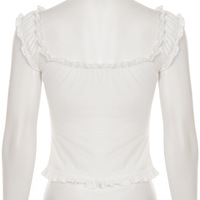 Ruffled collar lace-up vest - Thumbnail 2