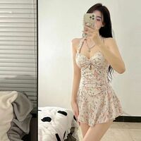 Sweet Cute Women Hanging Neck Swimwear Sexy One-piec Beach Wear Swim Suit  - Thumbnail 1