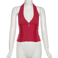 Solid Color Slim Street Fashion Halter Neck Backless Vest - Thumbnail 3