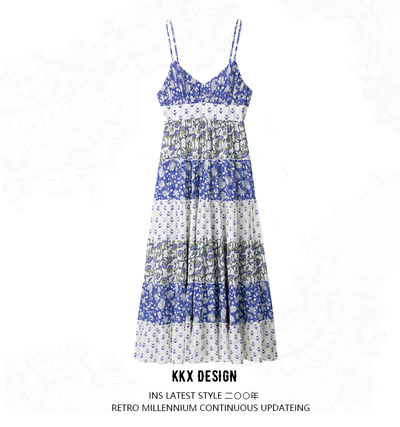 Patchwork Print Layered Slip Dress