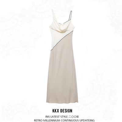 Temperamental and fashionable patchwork midi dress