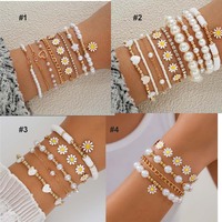  Vintage Daisy Flower Pendant Bracelet Set for Women  - Thumbnail 5