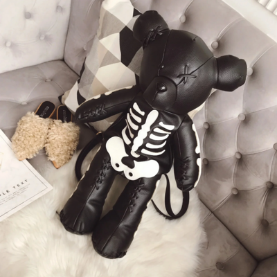 Kawaii goth punk skeleton bear backpack
