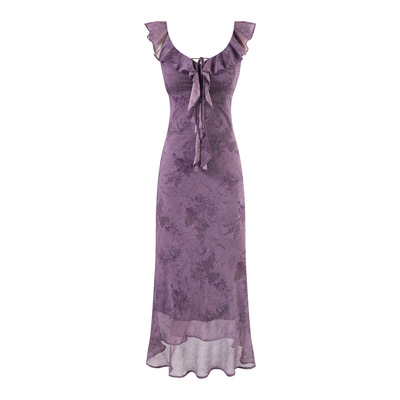 Purple Print Sexy Hip Dress
