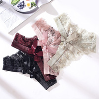Women's Sexy Lace Panties Underwear Transparent Hollow Briefs - Thumbnail 1