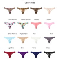 Sexy Leopard Thongs Women's Seamless Underpants Breathable Panties - Thumbnail 3