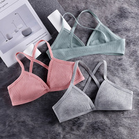 Women Sexy Deep V Cotton Wireless Bras  - Thumbnail 1