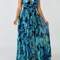 Elegant Summer Women Long Maxi Dress V-Neck Party Beach Sexy Dress - Thumbnail 2