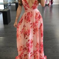 Fashion Sexy strapless v neck backless chiffon maxi dress - Thumbnail 5