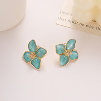 Vintage Metal Ear Stud Sweet Flower Stud Earrings For Women Girls - Thumbnail 4