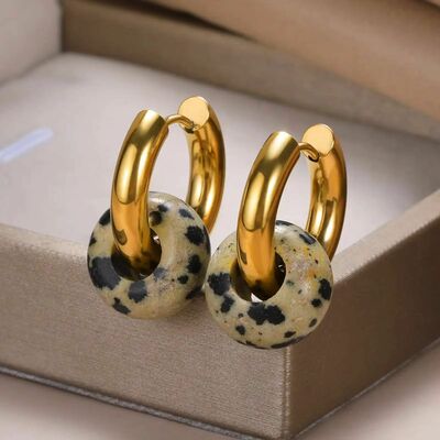 Women fashion natural stone drop earrings