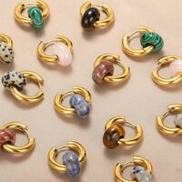 Women Fashion Natural Stone Drop Earrings - Thumbnail 3