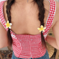 Retro style cute bow check lace patchwork slim fit top - Thumbnail 4