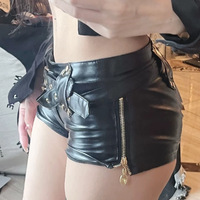 Women Vintage Sexy Pu Leather Shorts  - Thumbnail 1