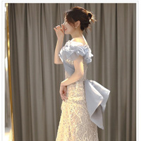 Fish tail evening dress 2025 summer one shoulder sequin fairy temperament bride toast dress party host dress dress - Thumbnail 5