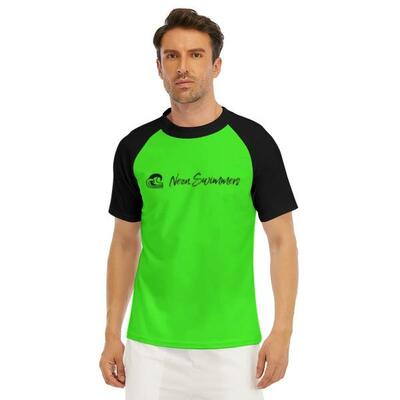 Men's neon swimmers short sleeve rash guard multiple colors 