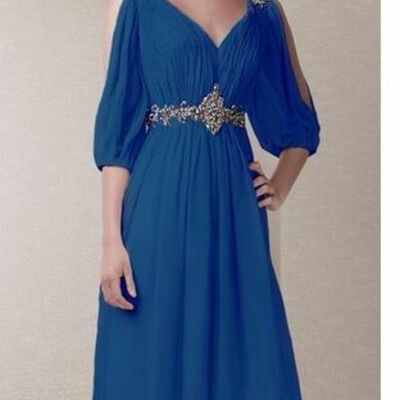 Royal blue a line chiffon mother of the bride/ groom dresses formal evening dress
