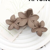  Women Girls Solid Color Matte Plastic Flower large Hair Claw Clip  - Thumbnail 3