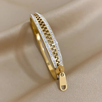 Fashion Zipper Bracelet Charm Bangle Stainless Steel Zip Hand Bracelets - Thumbnail 2