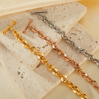Fashion Love stainless steel jewelry personality OT buckle high sense titanium steel bracelet women - Thumbnail 6