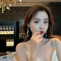 Fashion Simulation Pearl Long Earrings For Women Girls - Thumbnail 1