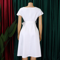 Elegant v neck Fashion dress with Big Bow - Thumbnail 6