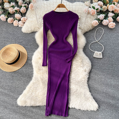 Autumn winter new long sleeve round neck Knitted Bodycorn Dress