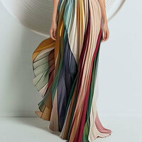  Women Sleeveless Colorful Stripes Maxi Dress - Thumbnail 2