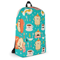 Women Cute Backpack Green Breakfast Parade - Thumbnail 4