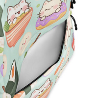 Women Cute Backpack Chubby Cats Sneaking Snacks in a Whimsical Food Parade - Thumbnail 4