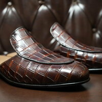 Crafted Leather Handmade Men Dress Shoes Classic Brown Crocodile Leather Alligator Mules  - Thumbnail 1