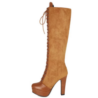Vintage Retro Lace Up Knee High Boots - Thumbnail 3