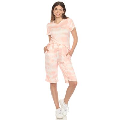 White Mark Soft Pajama Top and Capri Pant 2-Piece Lounge Set, Small-3X