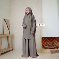 Rawda Abaya Jersey Set French Khimar - Eid Abaya Set, Modest Dress for Women, Muslim Outfit for Ramadan, Umrah Khimar Set, Umrah Hajj dreses - Thumbnail 5