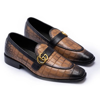 Crafted Leather Handmade Men Brown Crocodile/Alligator Leather Dress Shoes - Thumbnail 5