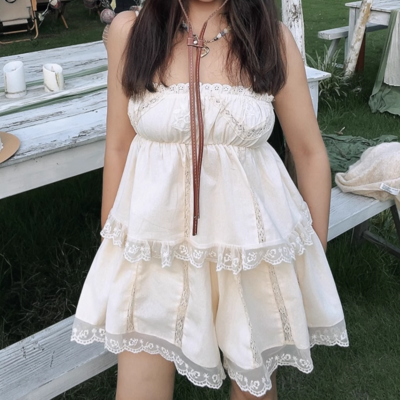 Fashion sexy hot girl embroidered suspender top shorts
