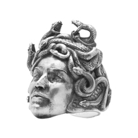 Solid Sterling Silver Greek Mythology Medusa Gorgon Ring - Thumbnail 2