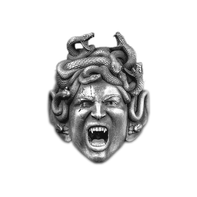 Solid sterling silver greek mythology medusa gorgon ring